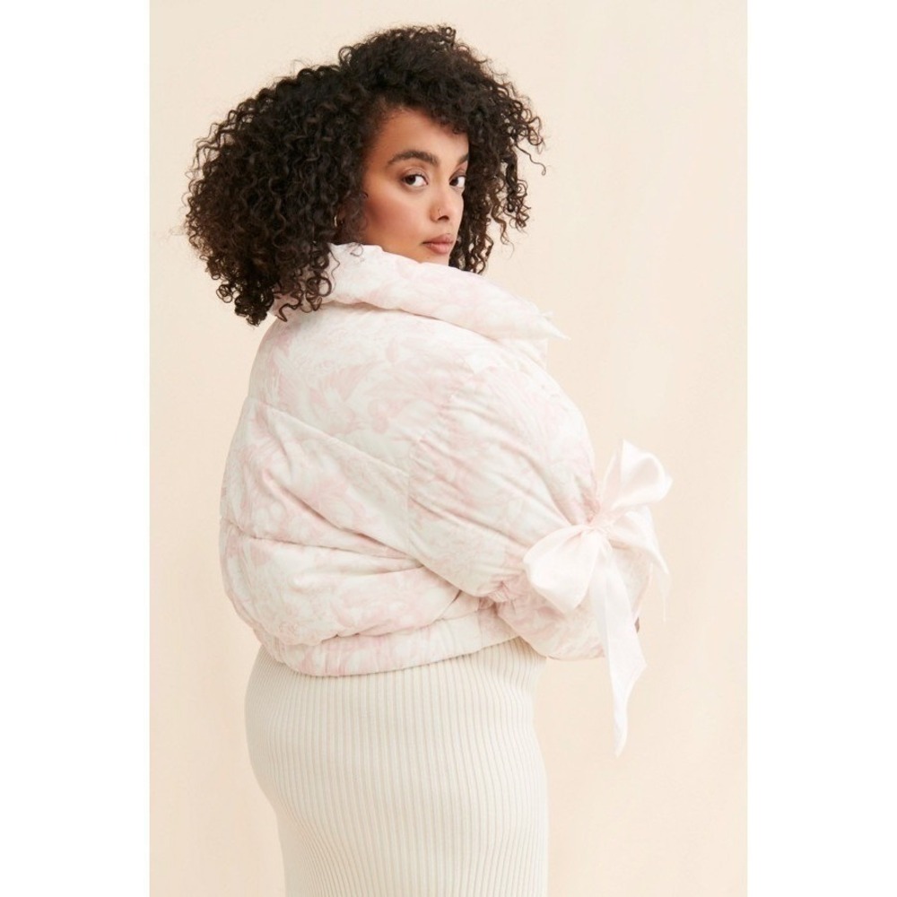 SELKIE x FREE PEOPLE Castle Pink 🌸Marshmallow Puffer Jacket 5X Printed Floral - Picture 2 of 6